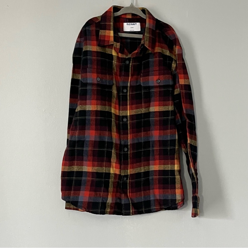 Old Navy boys flannel button up size L (10-12) NWT